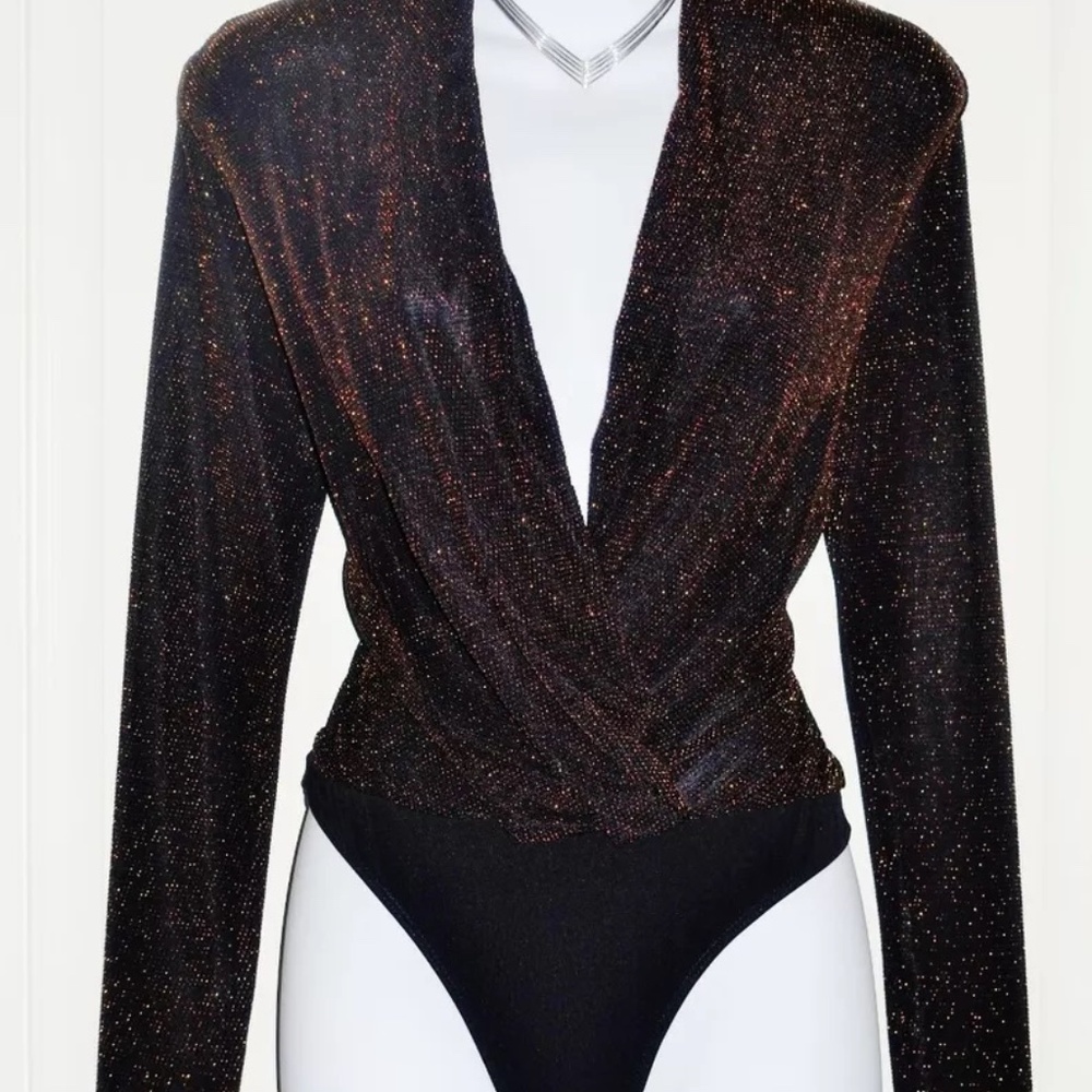 Dynamite Sparkle Bodysuit Bronze XS NWT